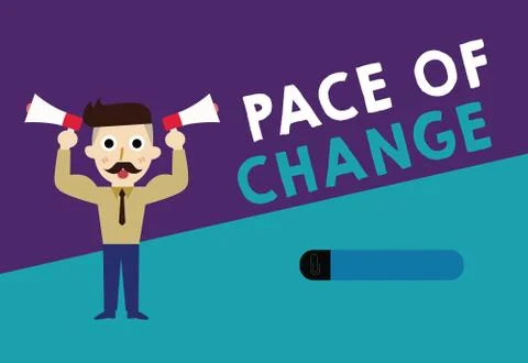 Writing note showing Pace Of Change. Business photo showcasing Shift in normal Stock Illustration