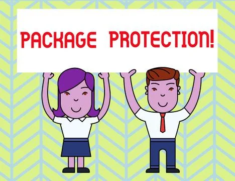 Writing note showing Package Protection. Business photo showcasing Wrapping and Stock Illustration