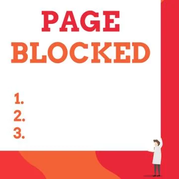 Writing note showing Page Blocked. Business photo showcasing Users are prevented Illustrazione stock