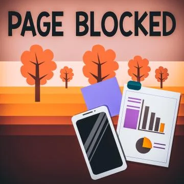 Writing note showing Page Blocked. Business photo showcasing Users are prevented Illustrazione stock