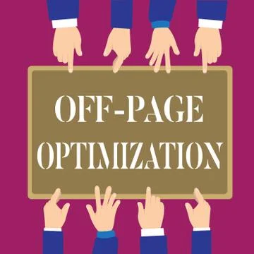 Writing note showing Off Page Optimization. Business photo showcasing Website 스톡 일러스트