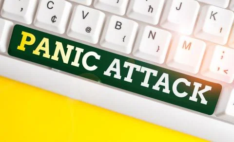 Writing note showing Panic Attack. Business photo showcasing sudden periods of Stock Photos