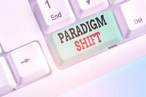 Writing note showing Paradigm Shift. Business photo showcasing fundamental Stock Photos