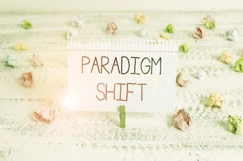 Writing note showing Paradigm Shift. Business photo showcasing fundamental Stock Photos