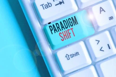 Writing note showing Paradigm Shift. Business photo showcasing fundamental Stock Photos