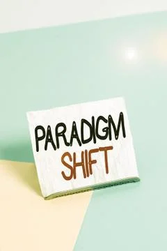 Writing note showing Paradigm Shift. Business photo showcasing fundamental Stock Photos