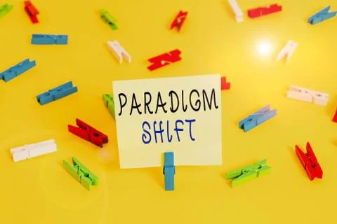 Writing note showing Paradigm Shift. Business photo showcasing fundamental Stock Photos