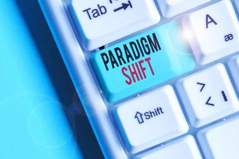 Writing note showing Paradigm Shift. Business photo showcasing fundamental Stock Photos