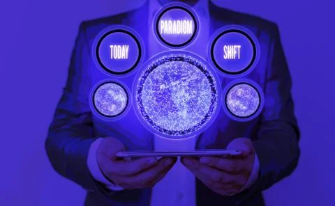 Writing note showing Paradigm Shift. Business photo showcasing fundamental Stock Photos