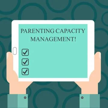 Writing note showing Parenting Capacity Management. Business photo showcasing Stock Illustration
