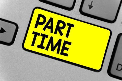 Writing note showing Part Time. Business photo showcasing A work or job that is Foto stock