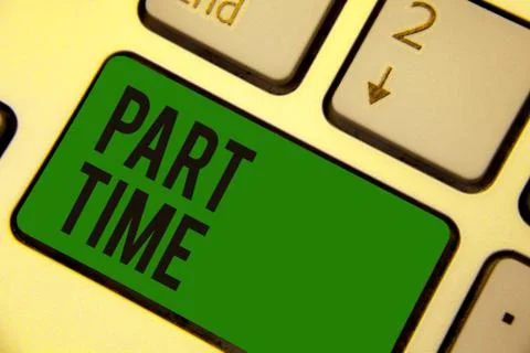 Writing note showing Part Time. Business photo showcasing A work or job that is Foto stock