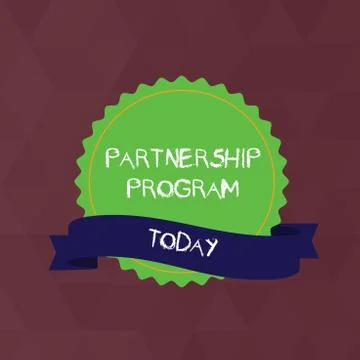 Writing note showing Partnership Program. Business photo showcasing selling the Stock Illustration