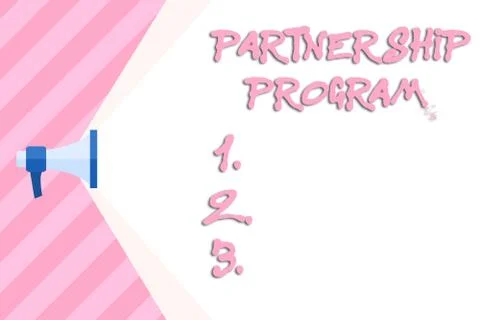 Writing note showing Partnership Program. Business photo showcasing selling the Ilustración de archivo