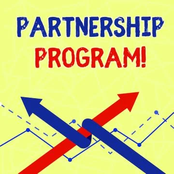 Writing note showing Partnership Program. Business photo showcasing selling the Ilustración de archivo