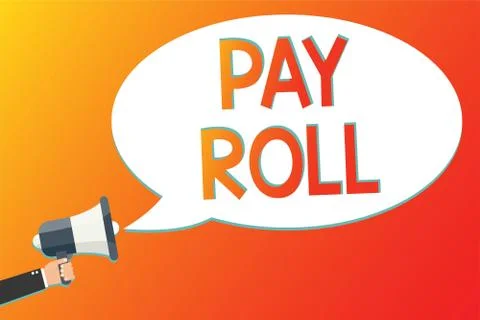 Writing note showing Pay Roll. Business photo showcasing Amount of wages and  イラスト素材