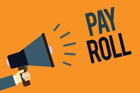 Writing note showing Pay Roll. Business photo showcasing Amount of wages and  イラスト素材