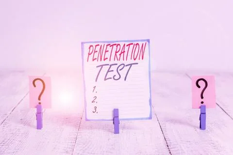 Writing note showing Penetration Test. Business photo showcasing authorized 库存照片