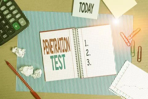 Writing note showing Penetration Test. Business photo showcasing authorized 写真素材