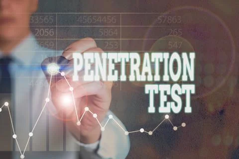 Writing note showing Penetration Test. Business photo showcasing authorized 库存照片