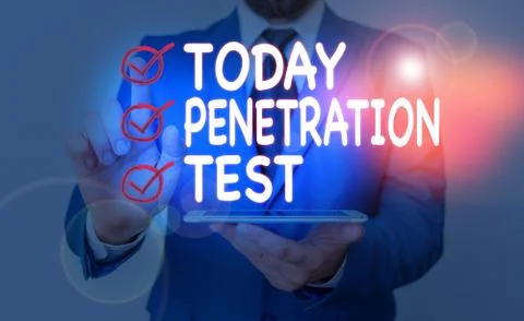 Writing note showing Penetration Test. Business photo showcasing authorized Foto stock