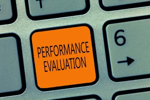 Writing note showing Performance Evaluation. Business photo showcasing Evaluates Stock Photos