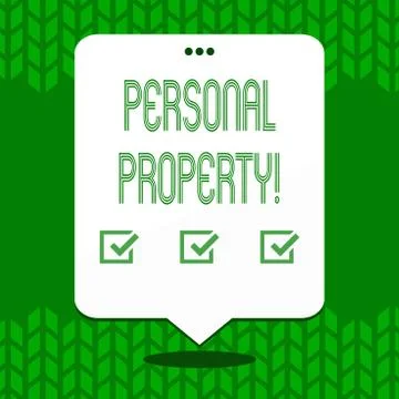 Writing note showing Personal Property. Business photo showcasing Belongings Stock-Illustration