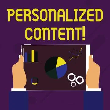 Writing note showing Personalized Content. Business photo showcasing seeks to Stock Illustration