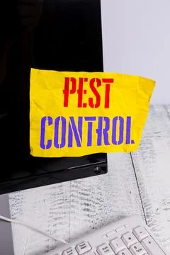 Writing note showing Pest Control. Business photo showcasing Killing destructive Stock Photos