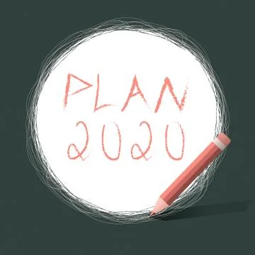 Writing note showing Plan 2020. Business photo showcasing detailed proposal Illustrazione stock