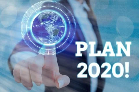 Writing note showing Plan 2020. Business photo showcasing detailed proposal 库存照片