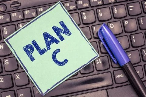 Writing note showing Plan C. Business photo showcasing ones last Backup strat Foto stock