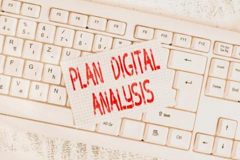 Writing note showing Plan Digital Analysis. Business photo showcasing sales data Foto stock