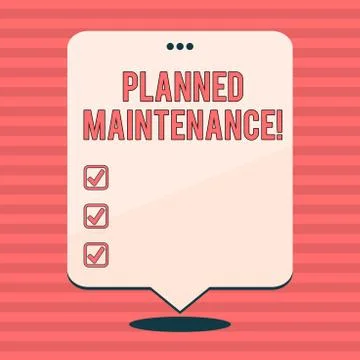Writing note showing Planned Maintenance. Business photo showcasing reventive Stock Illustration