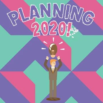Writing note showing Planning 2020. Business photo showcasing process of making Illustrazione stock