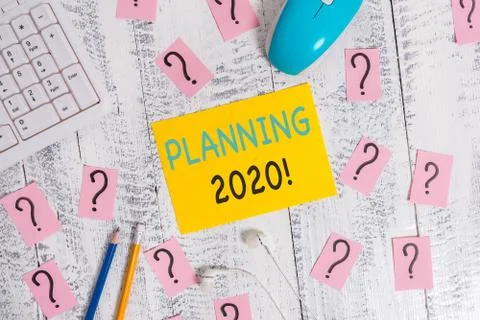 Writing note showing Planning 2020. Business photo showcasing process of making Stock Photos