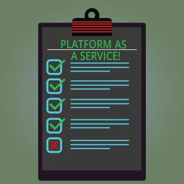Writing note showing Platform As A Service. Business photo showcasing Mobile Stock Illustration