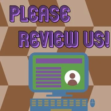 Writing note showing Please Review Us. Business photo showcasing situation or Stock Illustration