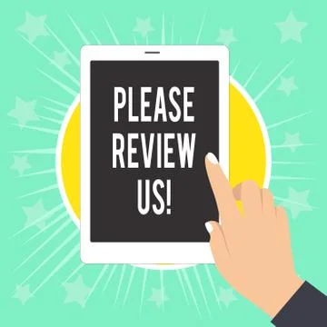 Writing note showing Please Review Us. Business photo showcasing situation or Stock Illustration