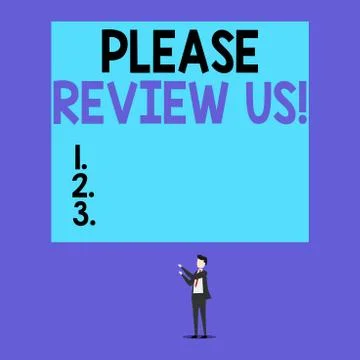 Writing note showing Please Review Us. Business photo showcasing situation or Stock Illustration