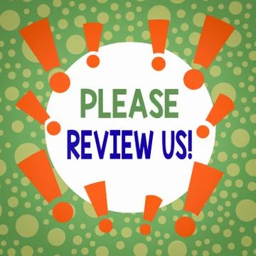Writing note showing Please Review Us. Business photo showcasing situation or Stock Illustration
