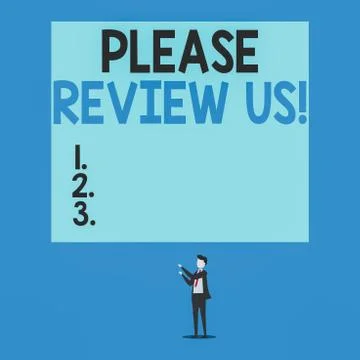 Writing note showing Please Review Us. Business photo showcasing situation or Stock Illustration