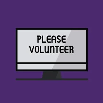 Writing note showing Please Volunteer. Business photo showcasing Looking for Stock Illustration