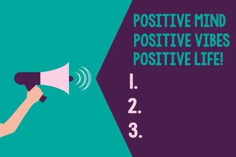 Writing note showing Positive Mind Positive Vibes Positive Life. Business photo Stock Illustration