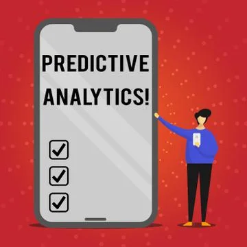 Writing note showing Predictive Analytics. Business photo showcasing Method to Stock Illustration