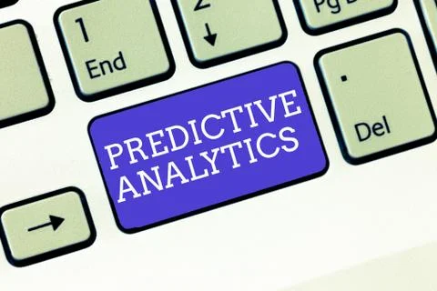 Writing note showing Predictive Analytics. Business photo showcasing Optimize Stock Photos