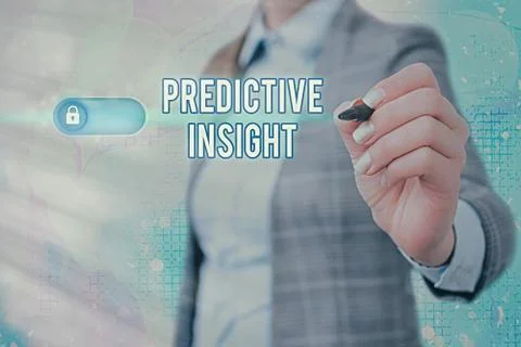 Writing note showing Predictive Insight. Business photo showcasing Proactive Foto stock