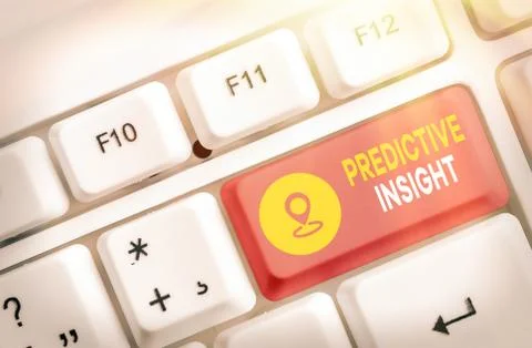 Writing note showing Predictive Insight. Business photo showcasing Proactive Stockfoto's