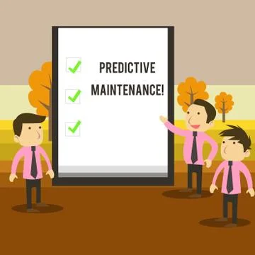 Writing note showing Predictive Maintenance. Business photo showcasing Predict Stock Illustration