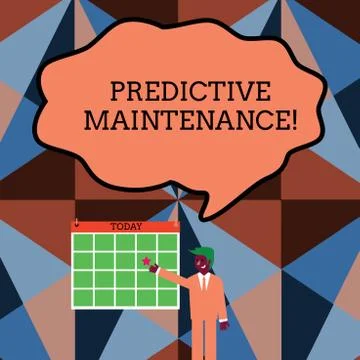 Writing note showing Predictive Maintenance. Business photo showcasing Predict Stock Illustration